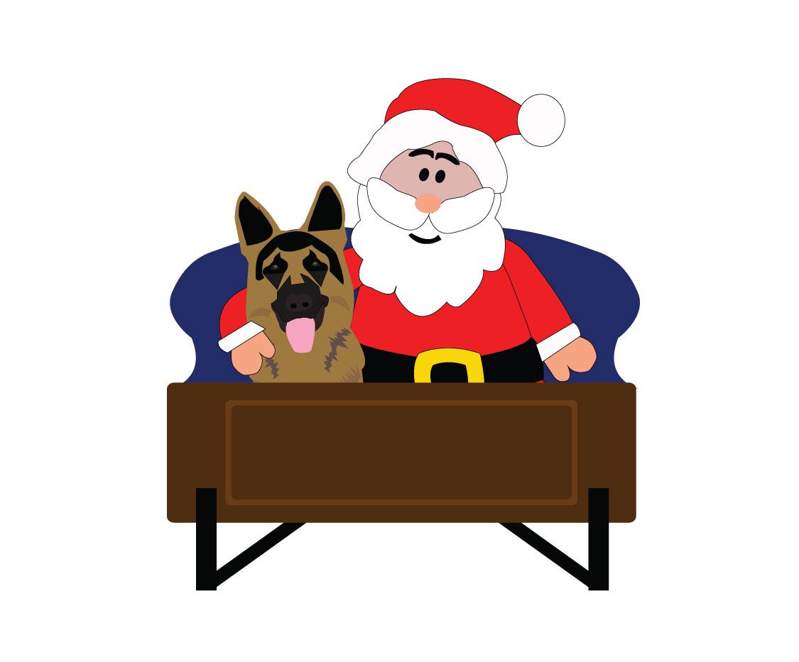 Red Stick German Sheperds First Christmas Card