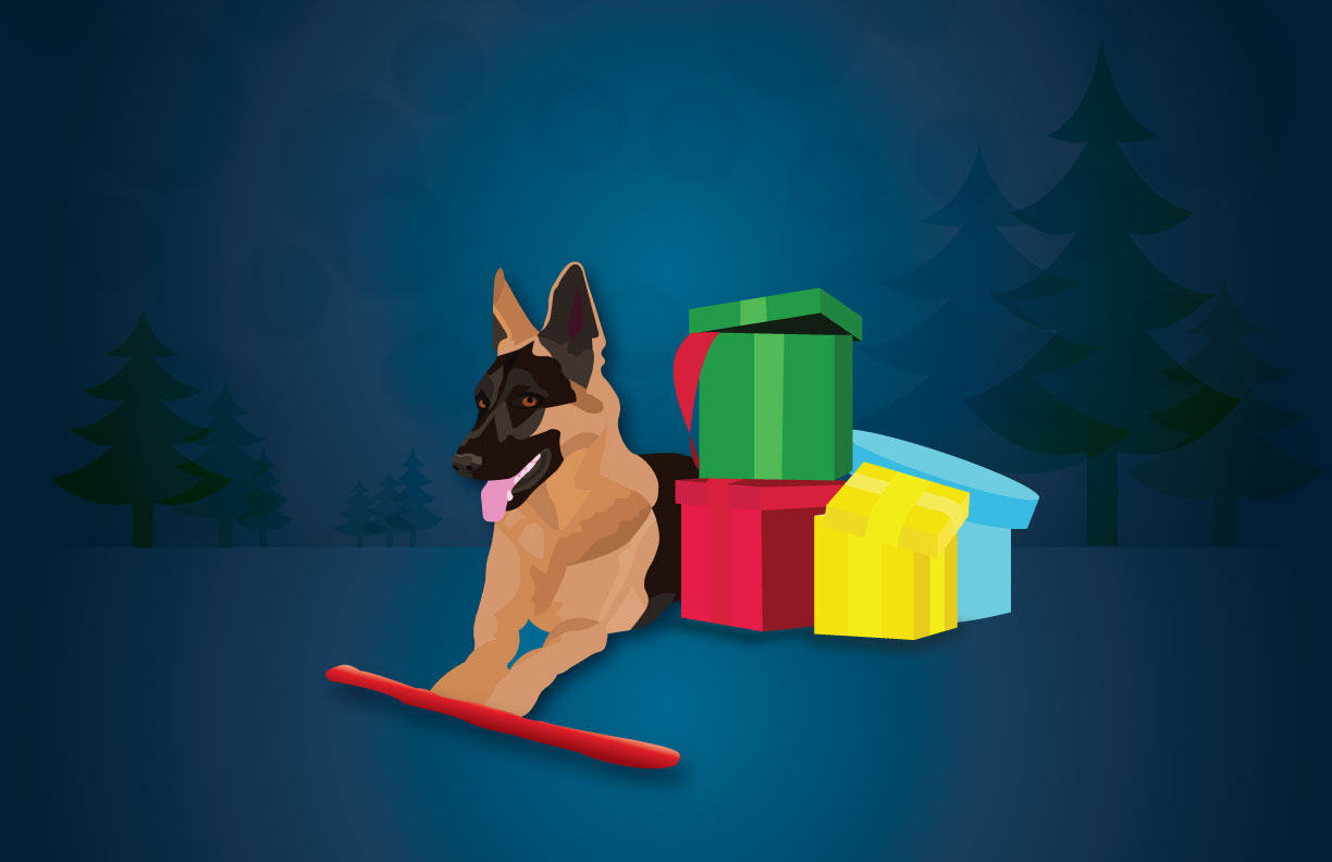 Red Stick German Sheperds Third Christmas Card